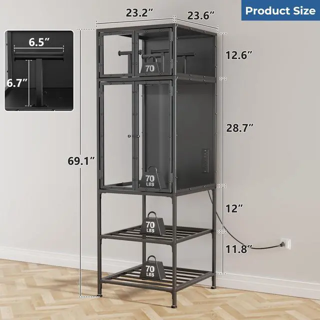 Alt view image 2 of 6 - 3D Printer Cabinet with Double Layer 3D Printer Filament Storage Rack, T-Shaped Filament Bar & Noise-Reducing, Dust-Proof Design, Suitable for Studio, Office Storage and Organization