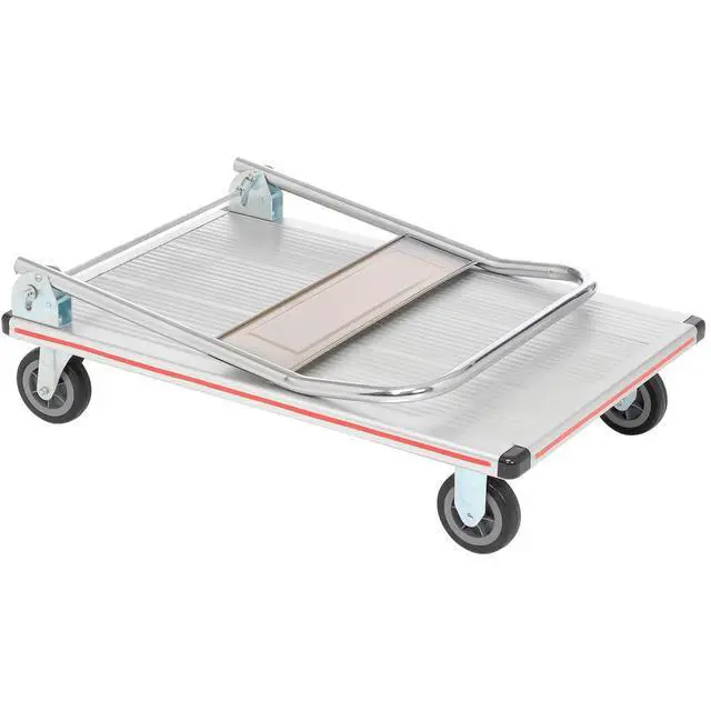 Alt view image 3 of 6 - Lightweight Folding Platform Truck, Aluminum, 36" L x 24" W, 600 Lb. Capacity, 2 Swivel & 2 Rigid 5" Rubber Casters, Flatbed Push Cart