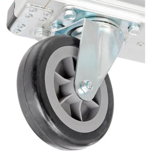 Alt view image 5 of 6 - Lightweight Folding Platform Truck, Aluminum, 36" L x 24" W, 600 Lb. Capacity, 2 Swivel & 2 Rigid 5" Rubber Casters, Flatbed Push Cart