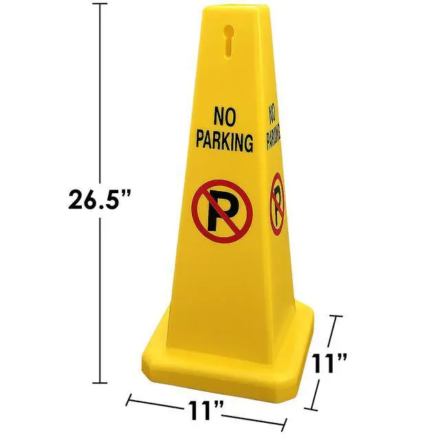 Alt view image 5 of 6 - Four Sided Traffic Cone No Parking Sign Floor Standing Yellow (Pack of 4)