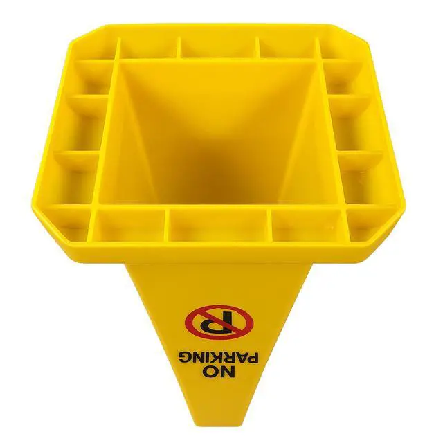 Alt view image 6 of 6 - Four Sided Traffic Cone No Parking Sign Floor Standing Yellow (Pack of 4)