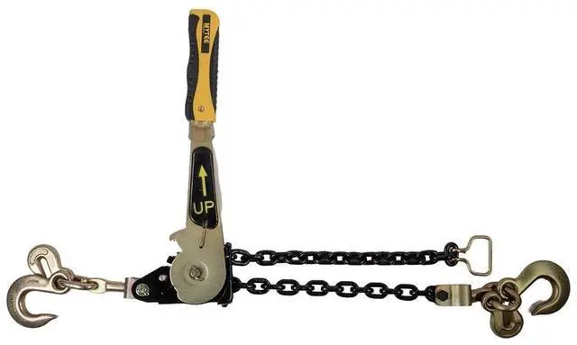 Main image of Easy Ratchet Chain Load Binder with 5/16" Grab & 3/8" Slip Hook, 5400 lbs WLL Easy Ratcheting Chain Binder for Heavy Machinery, Vehicles, or Bulky Cargo
