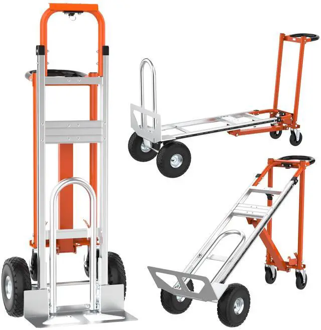 Main image of 3 in1 Convertible Hand Truck, Folding Aluminum Hand Trucks 880lb Load Appliance Dolly, Heavy Duty Dolly Cart Converts Platform Cart, Portable Cart Luggage,Travel,Moving,Shopping,Office Use (Orange)