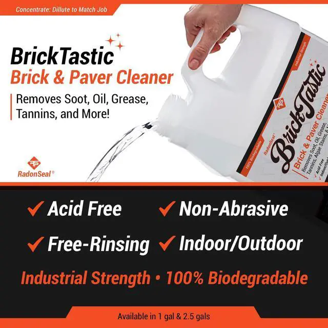Alt view image 2 of 6 - BrickTastic Brick & Paver Cleaner (2.5-gal) - Industrial-Strength Cleaner & Degreaser for Indoor and Outdoor Brick, Paver, and Masonry Surfaces