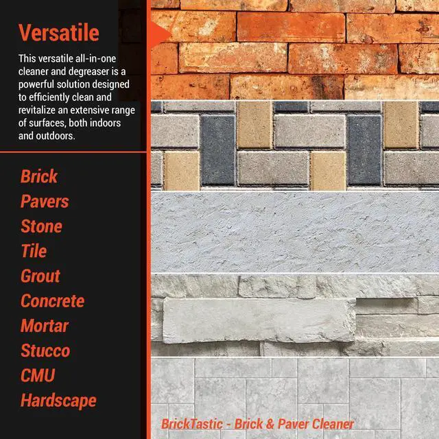 Alt view image 3 of 6 - BrickTastic Brick & Paver Cleaner (2.5-gal) - Industrial-Strength Cleaner & Degreaser for Indoor and Outdoor Brick, Paver, and Masonry Surfaces