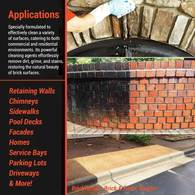 Alt view image 4 of 6 - BrickTastic Brick & Paver Cleaner (2.5-gal) - Industrial-Strength Cleaner & Degreaser for Indoor and Outdoor Brick, Paver, and Masonry Surfaces