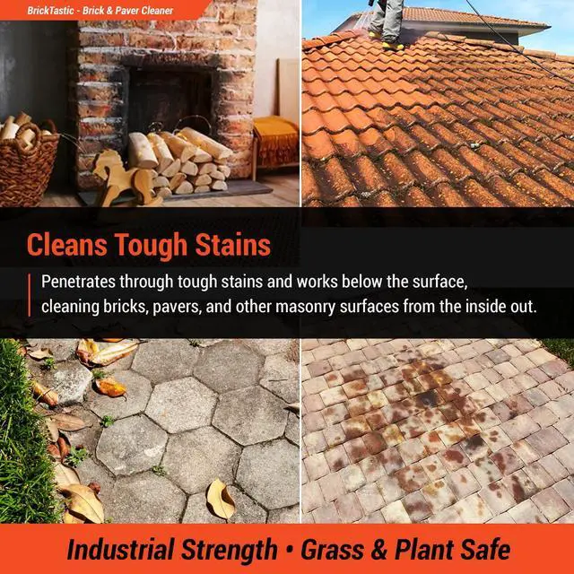 Alt view image 5 of 6 - BrickTastic Brick & Paver Cleaner (2.5-gal) - Industrial-Strength Cleaner & Degreaser for Indoor and Outdoor Brick, Paver, and Masonry Surfaces