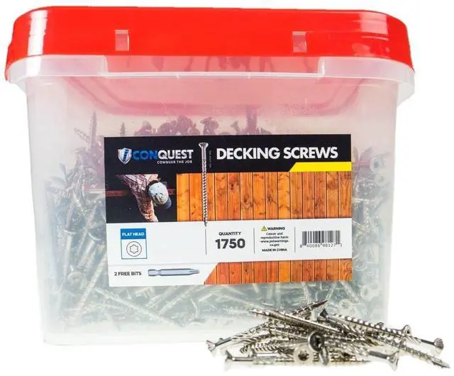 Alt view image 3 of 4 - Conquest #8 x 1-5/8 Type 316 Stainless Steel Marine Grade Flat Head Deck Screws (Pack of 1750) for Decks, Docks, Jetties, Fences, Walkways, or Marine Applications