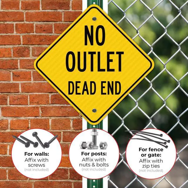 Alt view image 2 of 6 - No Outlet Dead End Sign, 18x18 Inches, 3M EGP Reflective with Post & Cast Iron Base Stand Set Made in USA by