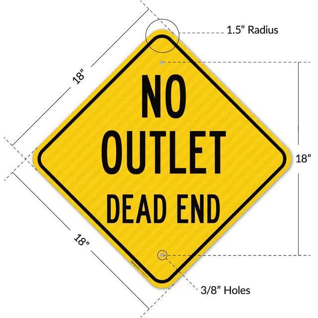 Alt view image 3 of 6 - No Outlet Dead End Sign, 18x18 Inches, 3M EGP Reflective with Post & Cast Iron Base Stand Set Made in USA by