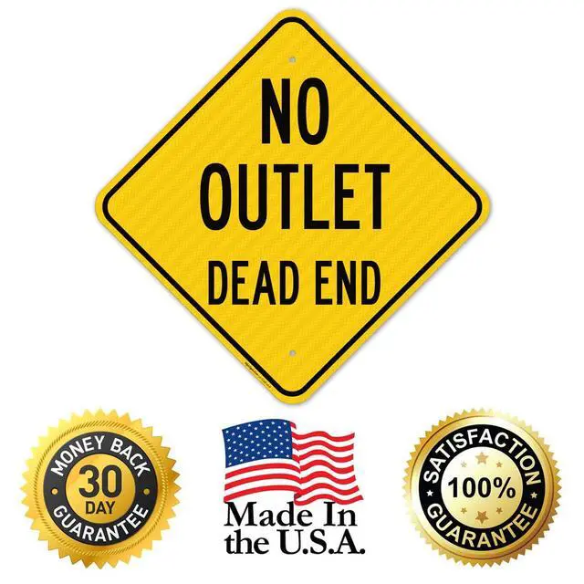 Alt view image 4 of 6 - No Outlet Dead End Sign, 18x18 Inches, 3M EGP Reflective with Post & Cast Iron Base Stand Set Made in USA by