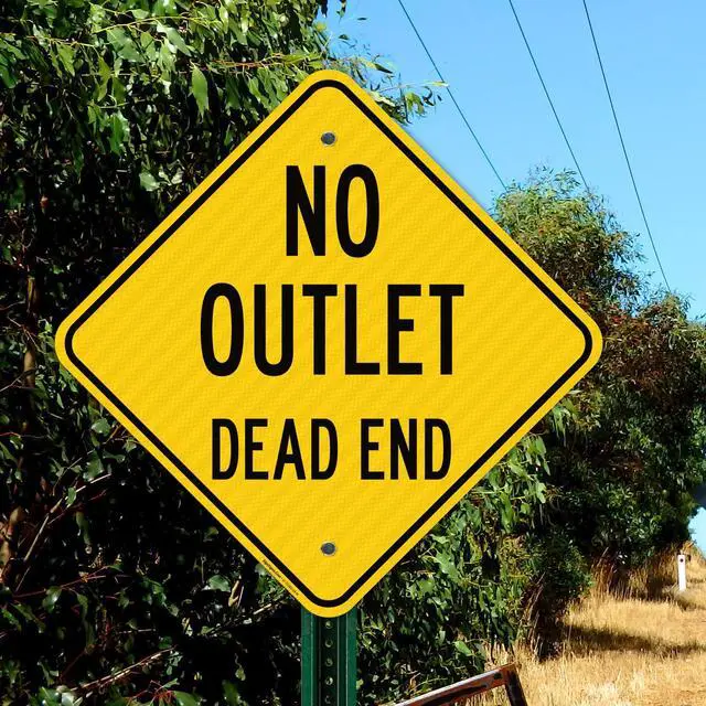 Alt view image 6 of 6 - No Outlet Dead End Sign, 18x18 Inches, 3M EGP Reflective with Post & Cast Iron Base Stand Set Made in USA by