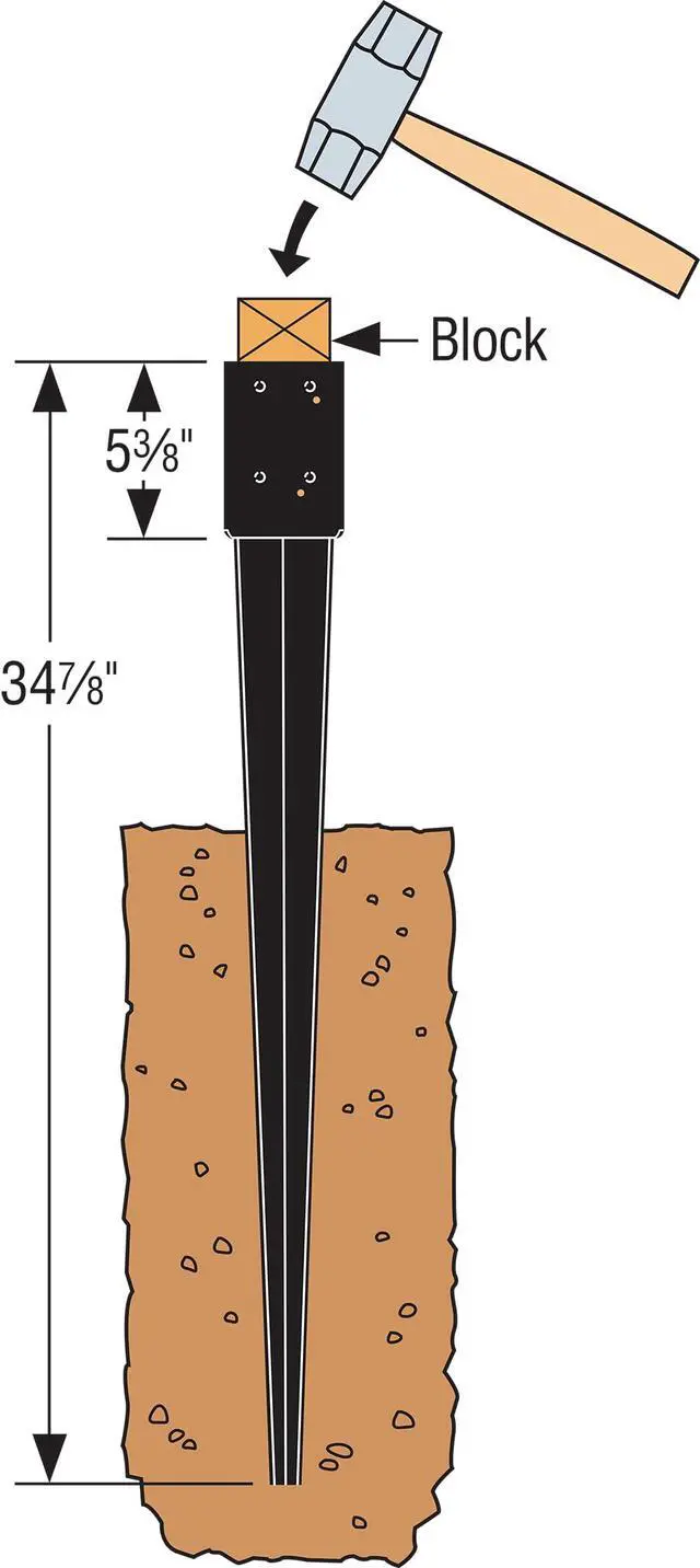 Alt view image 3 of 6 - FPBS44 E-Z Spike Black Powder-Coated Post-Base Spike for 4x4 (Pack of 4)
