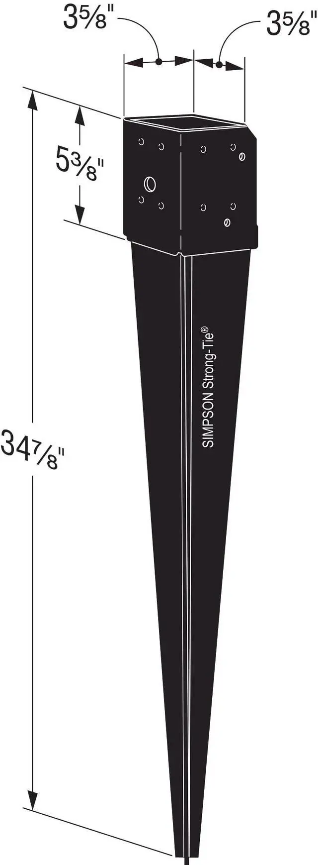 Alt view image 6 of 6 - FPBS44 E-Z Spike Black Powder-Coated Post-Base Spike for 4x4 (Pack of 4)
