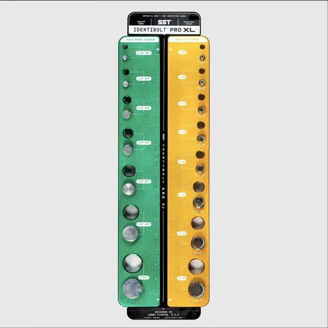 Main image of SST - Identibolt PRO NPT/an - Thread Checker with Magnetic Wall Mount - 15 Nut & Bolt Identifier Gauge - Measures 1/16 - 1 NPT & #2 - #12 an - Tight Tolerance & Precise