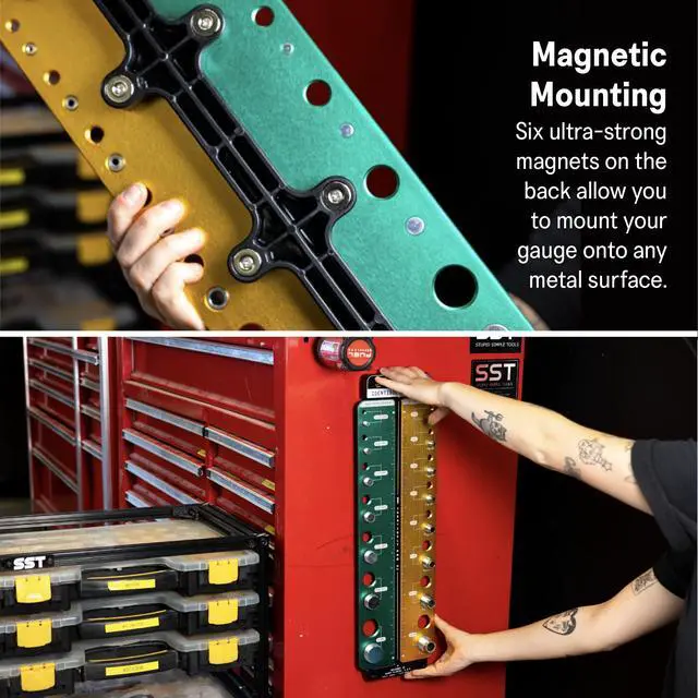 Alt view image 4 of 6 - SST - Identibolt PRO NPT/an - Thread Checker with Magnetic Wall Mount - 15 Nut & Bolt Identifier Gauge - Measures 1/16 - 1 NPT & #2 - #12 an - Tight Tolerance & Precise