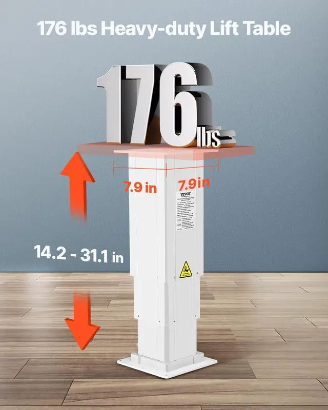 Alt view image 2 of 6 - Electric Lifting Column System, 176 lbs Lift Table, 14.2-31.1 in Height Range, Three-Stage Adjustable Desk Column, Telescopic Table Leg, Comes with Power-Supply Option to Control up/Down Motion