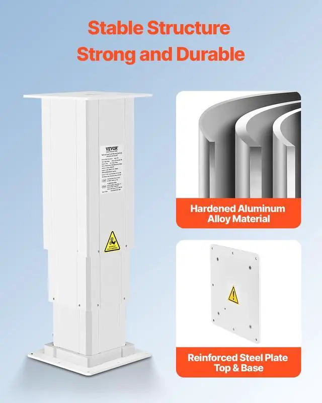 Alt view image 5 of 6 - Electric Lifting Column System, 176 lbs Lift Table, 14.2-31.1 in Height Range, Three-Stage Adjustable Desk Column, Telescopic Table Leg, Comes with Power-Supply Option to Control up/Down Motion