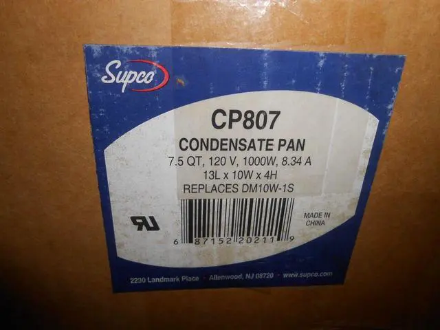 Alt view image 4 of 5 - CP807 - Condensate Drain Pan: 120V AC, 1, 000 W Watts, 8.34 A Amps, 10 gal Dissipation Rate per Day, 3 ft