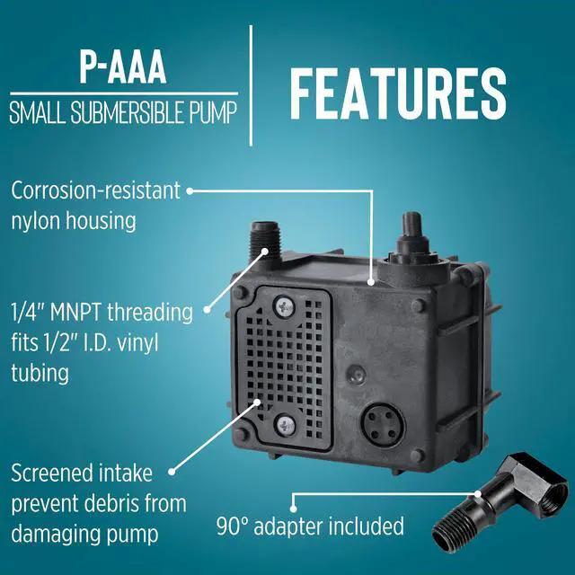 Alt view image 3 of 6 - P-AAA 115 Volt, 1/160 HP, 120 GPH Manual Submersible Oil-Filled Statuary Fountain/Recirculating Water Pump, 15-Ft. Cord, Black, 523375