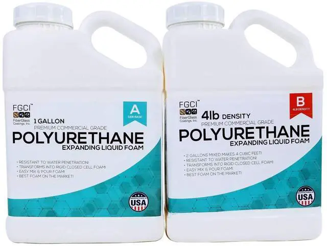 Main image of Polyurethane Expanding Liquid Foam 2 Gallon Kit, 4 Lb Density 2 Part Marine Foam, 1 Gallon Each Part A and Part B, Made in the USA