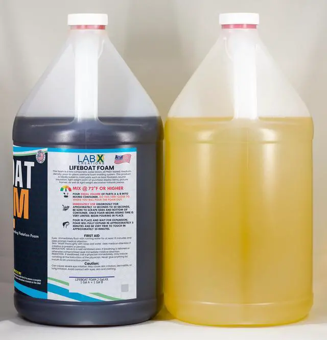 Alt view image 3 of 6 - Lifeboat Polyurethane Pour Foam 2lb Density 2 Gallon Kit 2-Part Closed Cell Rigid Expanding Foam - Extended Time Formula - For Boat Buoyancy, Flotation, Filling, Deep Pour, Soundproofing, & Insulation