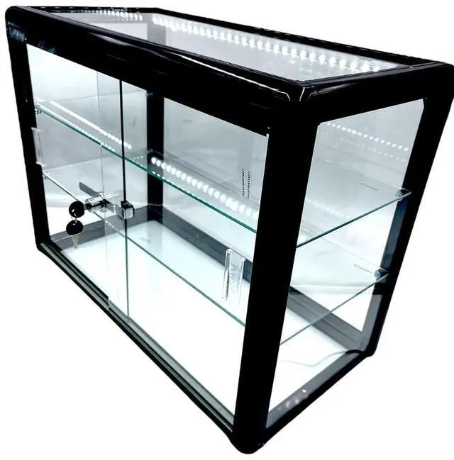 Main image of Counter Top Glass Display Showcase with Option for LED Lights -White and Black (Black)