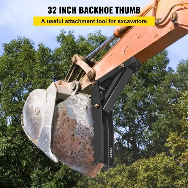 Alt view image 2 of 6 - 32 inch Backhoe Excavator Thumb Attachments Weld On Adjustable Boom Tractor Excavator 1/2Inch Teeth Thick Steel Plate Assembly 12MM Bolt-On Design