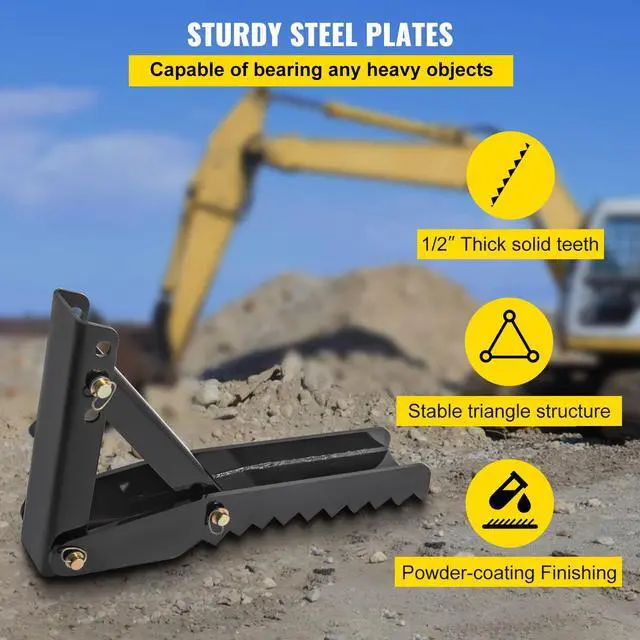 Alt view image 4 of 6 - 32 inch Backhoe Excavator Thumb Attachments Weld On Adjustable Boom Tractor Excavator 1/2Inch Teeth Thick Steel Plate Assembly 12MM Bolt-On Design