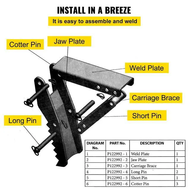 Alt view image 5 of 6 - 32 inch Backhoe Excavator Thumb Attachments Weld On Adjustable Boom Tractor Excavator 1/2Inch Teeth Thick Steel Plate Assembly 12MM Bolt-On Design