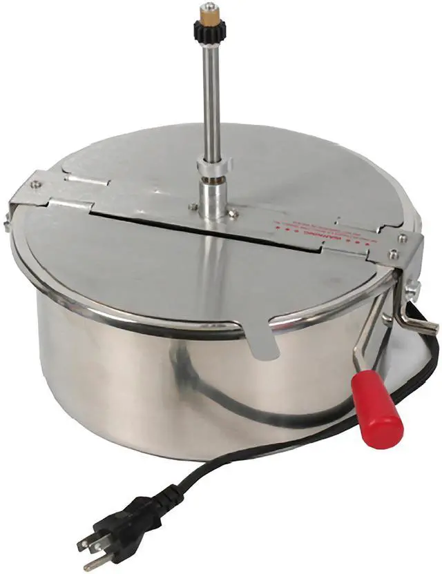 Main image of 16-Ounce Popcorn Machine Kettle - 1350W Replacement Popper with Lid, Stirrer, Gear Shaft, and 3-Prong Plug by Great Northern Popcorn