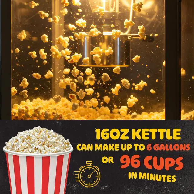 Alt view image 5 of 6 - 16-Ounce Popcorn Machine Kettle - 1350W Replacement Popper with Lid, Stirrer, Gear Shaft, and 3-Prong Plug by Great Northern Popcorn