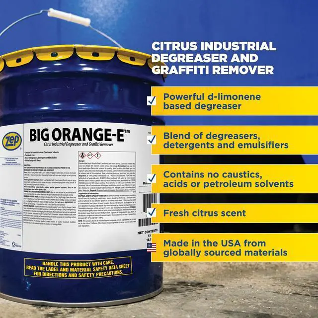 Alt view image 2 of 4 - Big Orange-E Heavy-Duty Citrus Degreaser Liquid - 5 Gallon (1 Unit) 48535 - Industrial Strength Formulated with Organic Degreasers, Dissolves Heavy Soil, Grease, Oil, and Protective Coatings