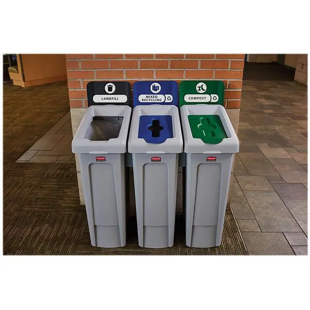 Alt view image 5 of 6 - SLIM JIM Recycling Station 1-Stream Compost Bin/Can/Kit/Station, 23 GAL, for Kitchens/Classrooms/Offices/Back of House/Higher Education/Commercial Facilities