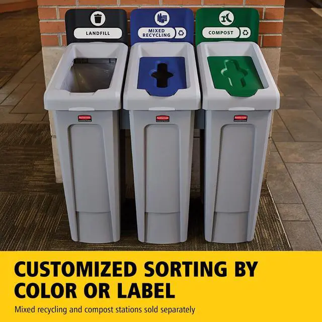 Alt view image 5 of 6 - SLIM JIM Recycling Station 1-Stream Mixed Recycling Bin/Can/Kit/Station, 23 GAL, for Kitchens/Classrooms/Offices/Back of House/Higher Education/Commercial Facilities
