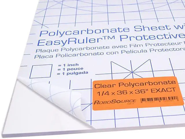 Main image of Polycarbonate Clear Plastic Sheet 36" X 36" X 0.236" (1/4") Exact with EasyRuler Film, Shatter Resistant, Easier to Cut, Bend, Mold Than Plexiglass. Window Panel, Hobby, Home, DIY, Industrial, Crafts
