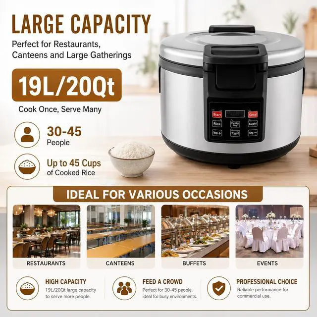 Alt view image 5 of 6 - 100 Cup Commercial Rice Warmer Electric Non-Stick Pot Adjustable Temperature Soup Warmers Sushi Rice Warmer for Restaurant Party Family, Warm Function Only, NOT Cooker