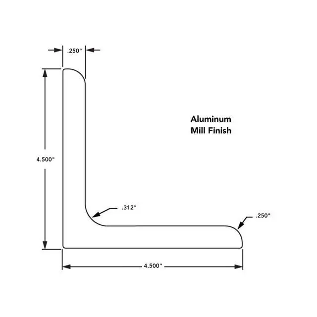 Alt view image 2 of 5 - 8020, 8241, 4.5" x 4.5" x 0.25" Structural Angle Aluminum Stock Profile, Wall Thickness 1/4", 90 Degree Angled DIY Industrial 4 1/2 Inch x 4 1/2 Inch Metal Profile (72" Long)