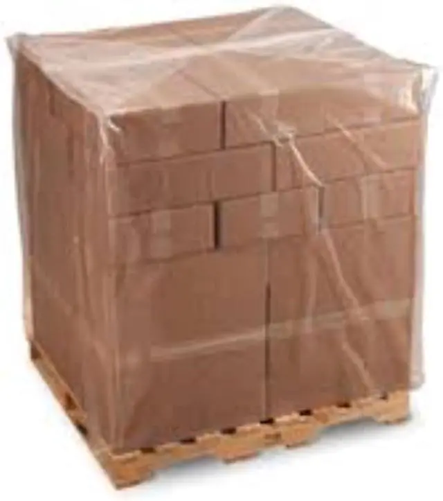 Main image of Pallet Covers - 3 Mil (55' x 53' x 75') - Heavy Duty Construction Grade Strength, Tear Resistant, Polyethylene Pallet Bags, Outdoor Protection, and Pallet Storage (Clear, 25 Pack)