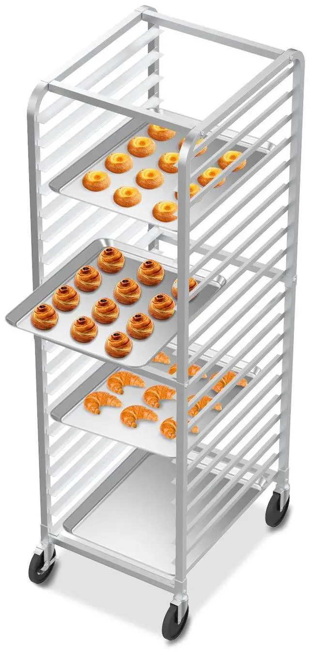 Main image of 20-Tier Bakery Rack Commercial Stainless Steel Sheet Pan Rack with Brake Wheels for Kitchen, Restaurant, Pizzeria