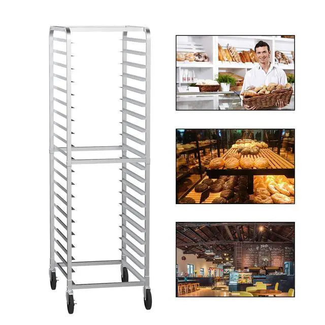 Alt view image 3 of 6 - 20-Tier Bakery Rack Commercial Stainless Steel Sheet Pan Rack with Brake Wheels for Kitchen, Restaurant, Pizzeria