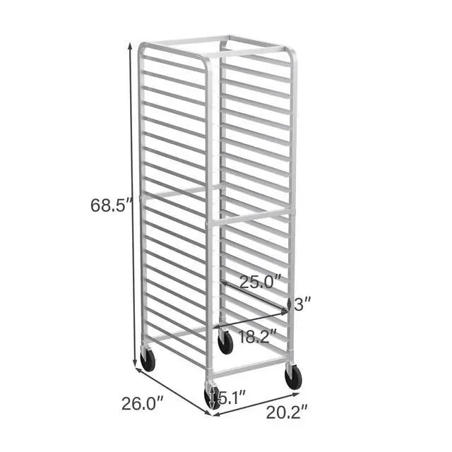 Alt view image 4 of 6 - 20-Tier Bakery Rack Commercial Stainless Steel Sheet Pan Rack with Brake Wheels for Kitchen, Restaurant, Pizzeria