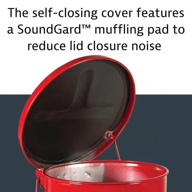 Alt view image 5 of 6 - 6 Gallon Galvanized Steel Oily Waste Can, 16" x 12" Metal Oil Rag Safety Can with Quiet Foot-Operated Self-Closing Lid for Oil Rag Disposal, Made in The USA, Red, 09108