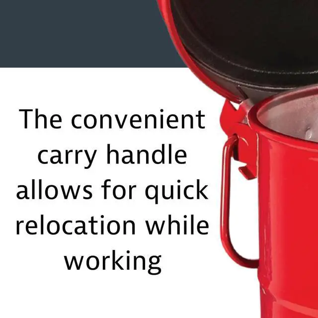Alt view image 6 of 6 - 6 Gallon Galvanized Steel Oily Waste Can, 16" x 12" Metal Oil Rag Safety Can with Quiet Foot-Operated Self-Closing Lid for Oil Rag Disposal, Made in The USA, Red, 09108
