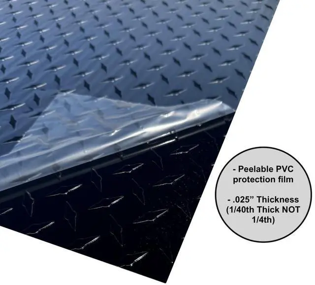 Alt view image 4 of 5 - 24" x 96" Black Aluminum Diamond Plate Sheet.025" Thick (1/40th) - Trailer Rock Guard, wainscotting Garage Diamond Trim, Cargo Enclosed Trailer Hauler Guard