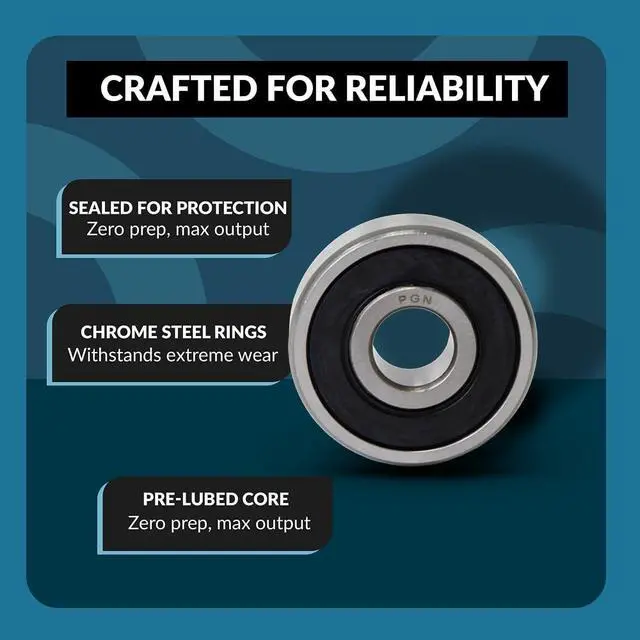 Alt view image 4 of 6 - PGN (100 Pack) 6301-2RS Bearing - Lubricated Chrome Steel Sealed Ball Bearing - 12x37x12mm Bearings with Rubber Seal & High RPM Support