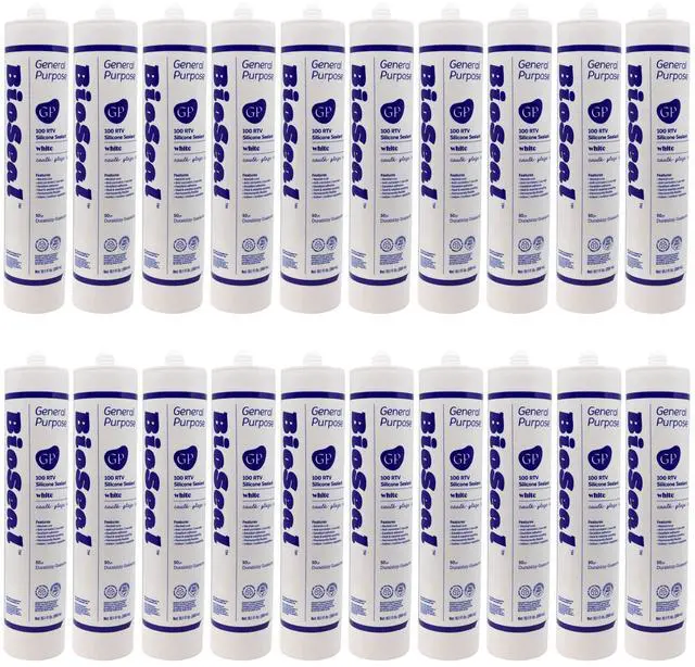 Main image of White BioSeal 100% Silicone Sealant Caulk General Purpose, Waterproof and No Odor 10.1 Ounce Cartridge -White 18 Set