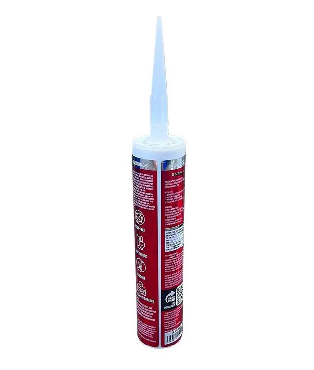 Alt view image 2 of 5 - Octogun Universal Premium Silicone x12 Pack All-Purpose Waterproof Sealant for Bathroom, Kitchen, Shower, Window & Door Low Odor, Flexible & Long-Lasting 10.1 fl oz -White, Silicone, Caulk