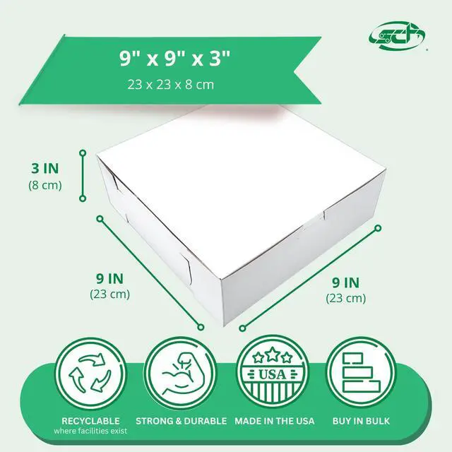 Alt view image 2 of 6 - SCT White One-Piece Non-Window Bakery Boxes, 9 x 9 x 3, White, Paper, 250/Carton
