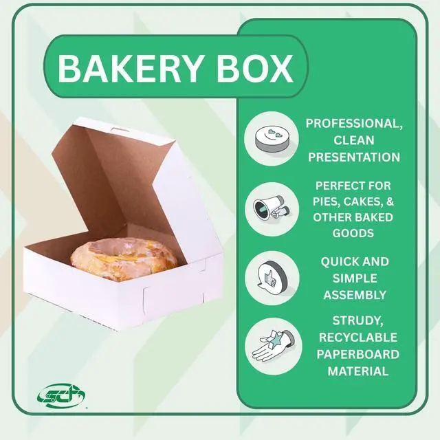 Alt view image 3 of 6 - SCT White One-Piece Non-Window Bakery Boxes, 9 x 9 x 3, White, Paper, 250/Carton